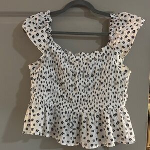 Elegant Ruffled Women's Blouse in White and Black